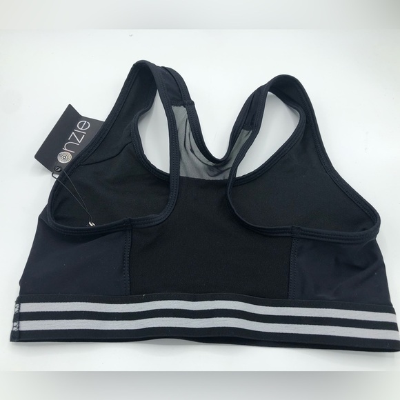 Onzie Black Striped Elastic Band Sports Bra - Picture 2 of 3